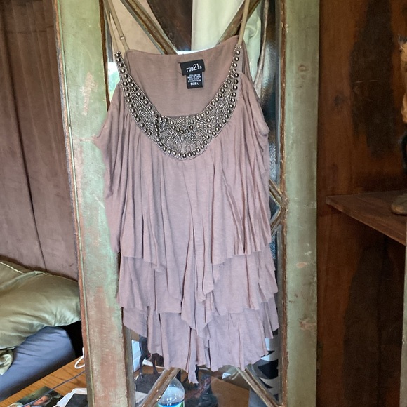 Rue 21 brown waterfall tank top size large - Picture 1 of 6